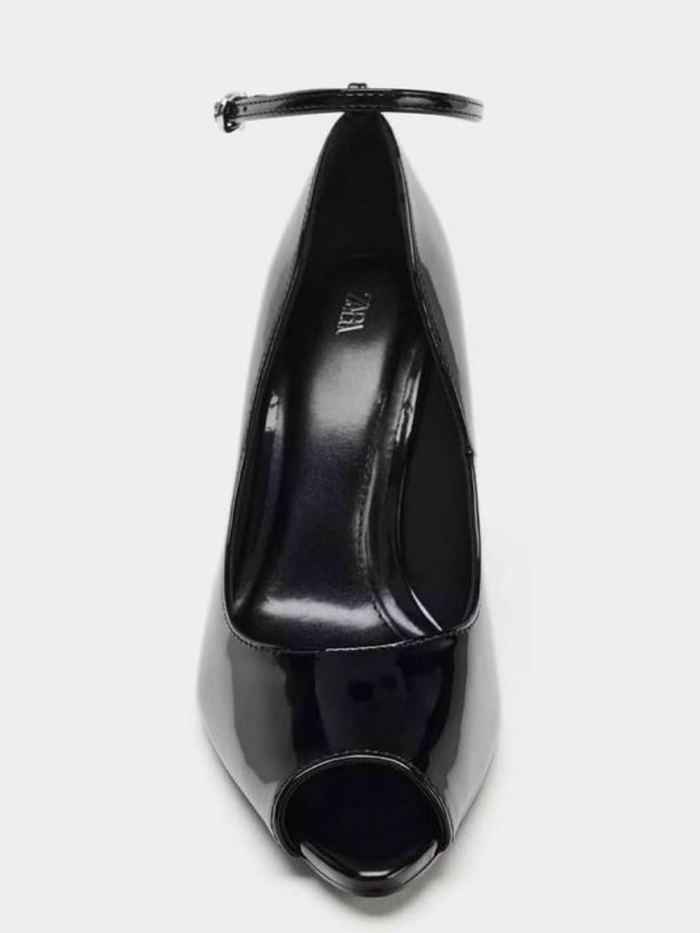 Zara NWOT Single Pump (for amputee) Sexy Patent Leather Peep Toe Stiletto Pump - Picture 3 of 4